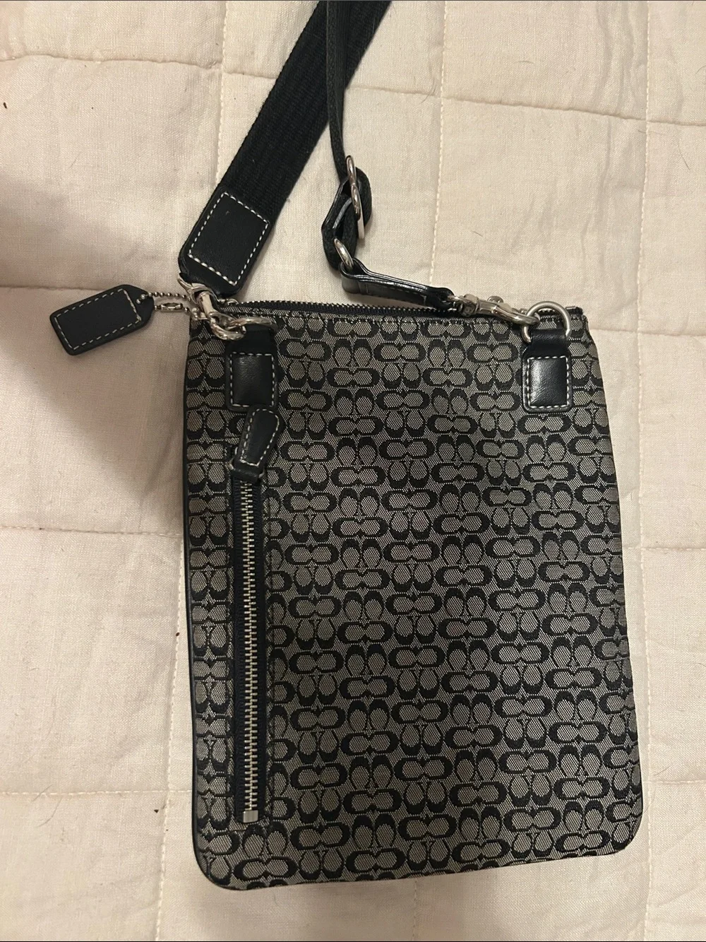 Coach Messenger Crossbody in Black and Tan Signature Canvas